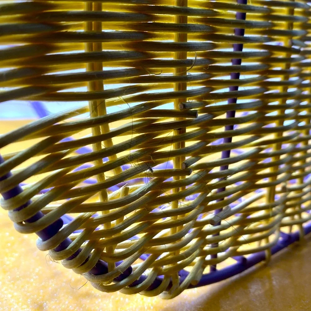 Easter Basket Light Purple Metal Woven Wicker With Spiral Star Design